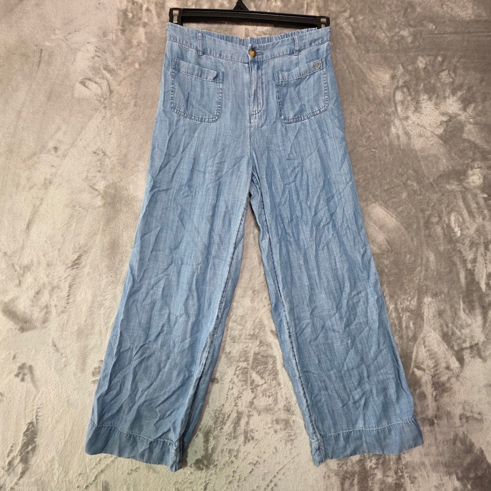 Vineyard Vines Girls 16 Wide Leg Tencel Lyocell Chambray Pants Blue RN134578